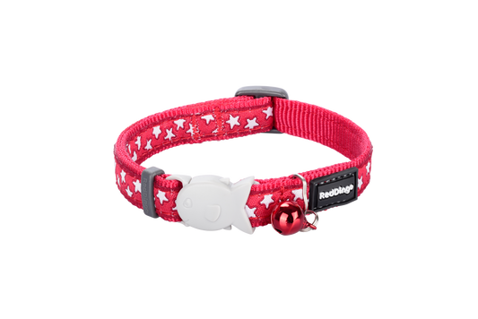 Cat collar ''White Stars'' red