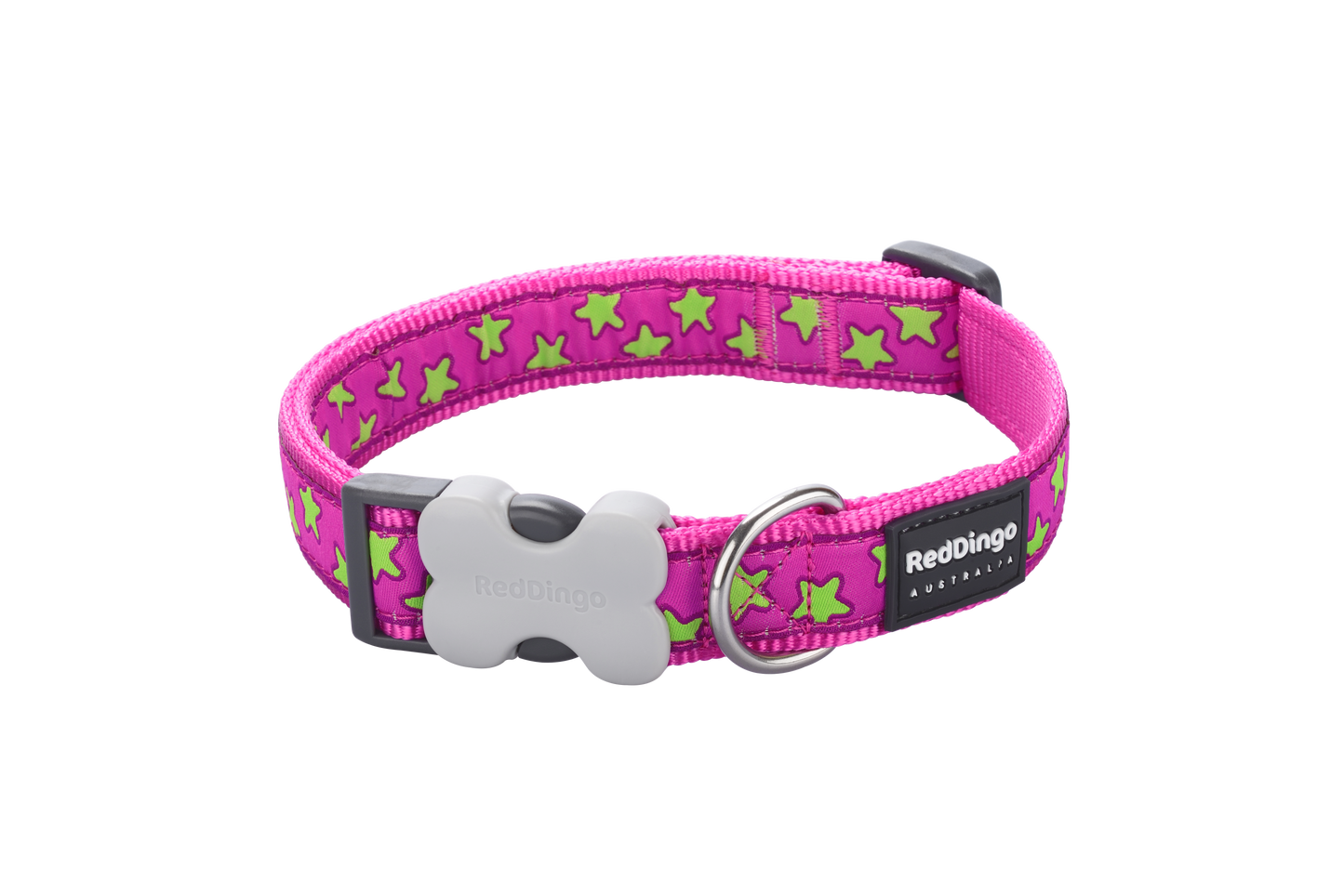 Dog collar "Lime colored stars" pink