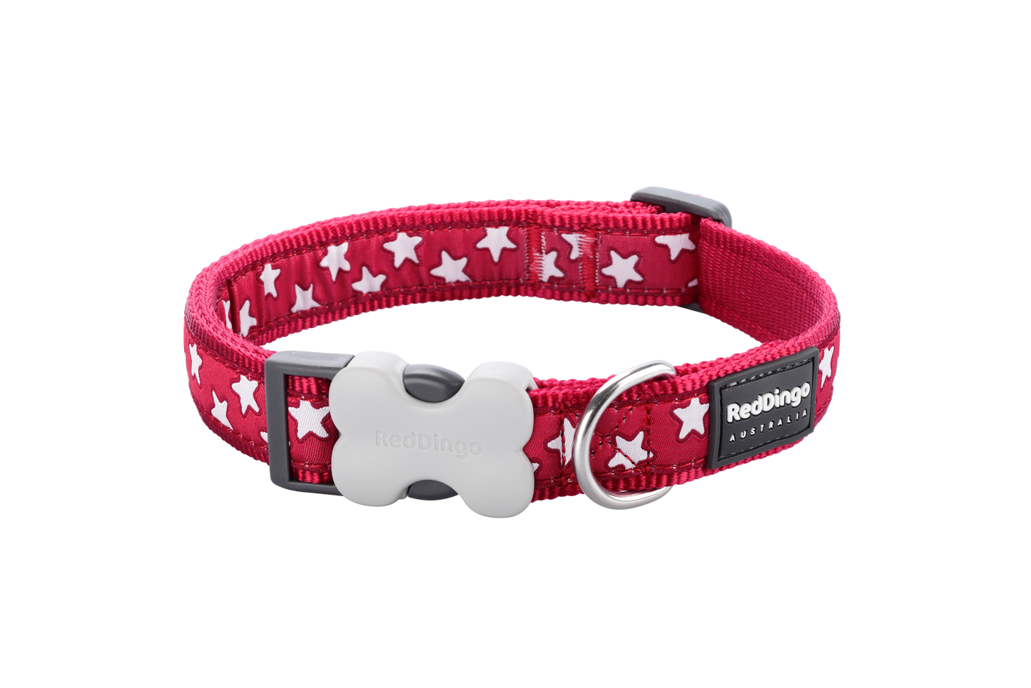 Dog collar ''White Stars'' red