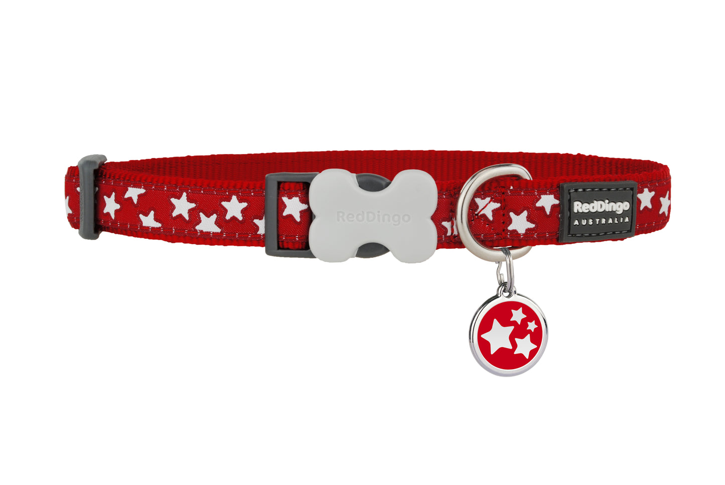 Dog collar ''White Stars'' red