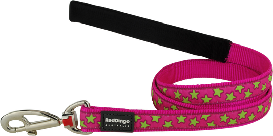 Adjustable leash ''Lime colored stars'' pink