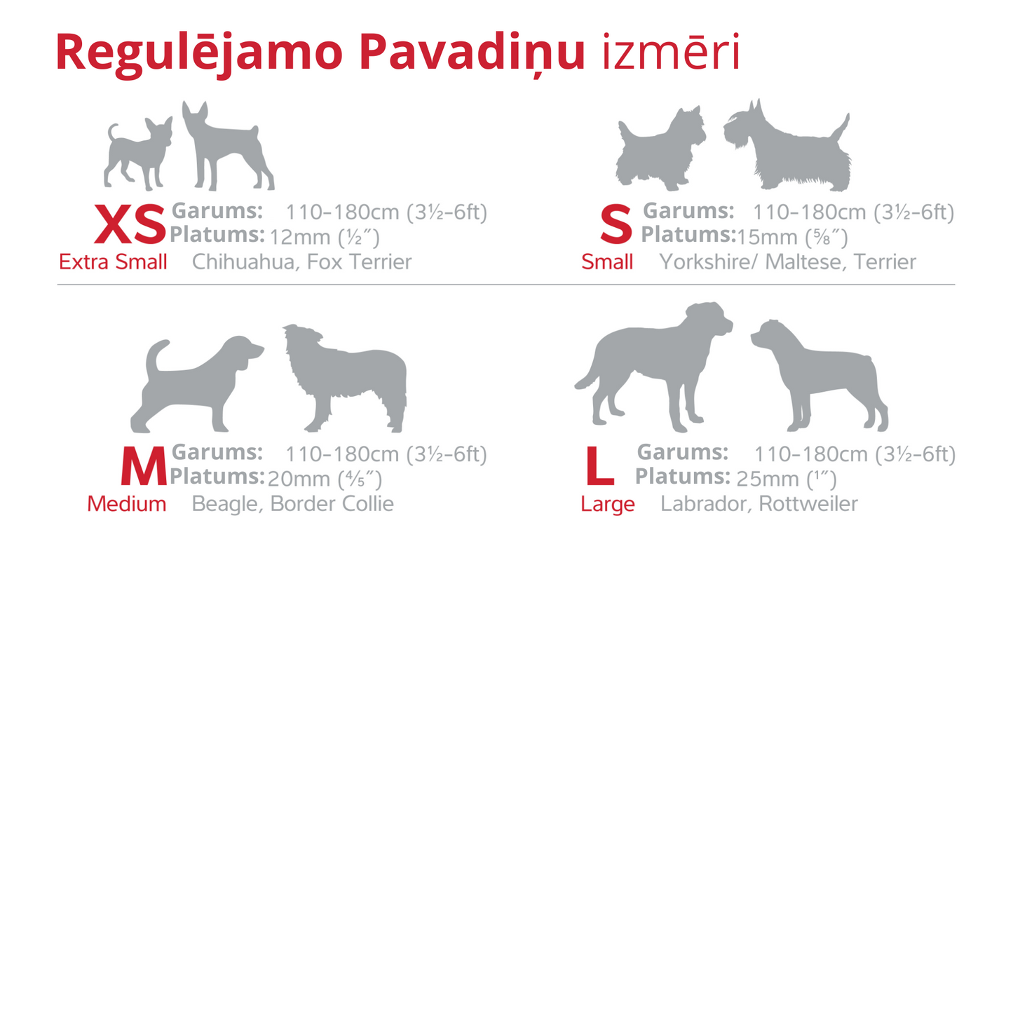 Regulējama pavadiņa ''Baltās zvaigznes'' sarkana